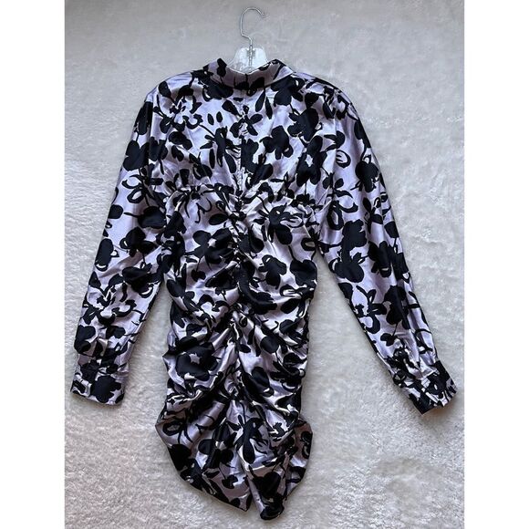 NWT Zara Blogger’s Favorite “The Dita” Satin Effect Printed Ruched Mini Dress - Picture 13 of 16